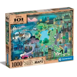 Barn Clementoni pussel – Disney story map 101 Dalmatians. 1000 bitar, 69×50 cm
