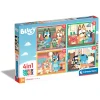 Barn Clementoni pussel 4-in-1 – Bluey, 12 / 16 / 20 / 24 bitar, 4 pussel som blir 19×14 cm vardera