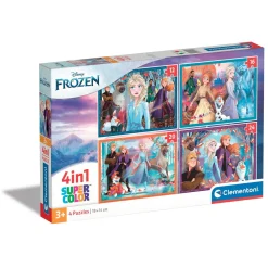 Clementoni pussel 4-in-1 – Frozen, 12 / 16 / 20 / 24 bitar, 4 pussel som blir 19×14 cm vardera | Barn Pussel