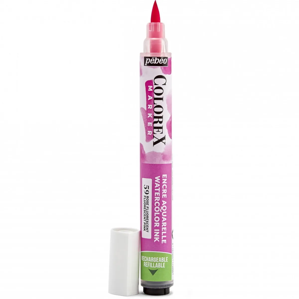 Pebeo Colorex Marker Flourescent Pink – marker med akvarellbläck och penselspets | Akvarell- & Vattenfärger