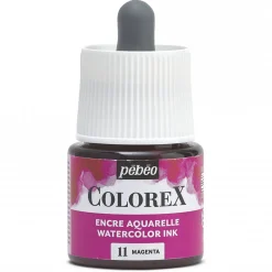 Pebeo Colorex Watercolor Ink 45 ml Magenta – burk med akvarellbläck och pipett | Akvarell- & Vattenfärger