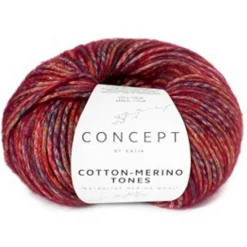 Katia Cotton Merino Tones 50g rött & rosa 303 | Blandgarner