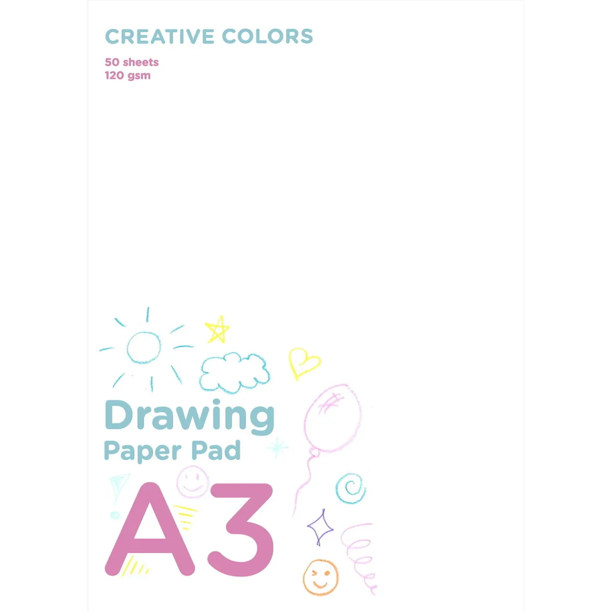 Creative Colors ritblock för barn A3 (297×420 mm) med 50 ark, 120 g/m² | Barn Ritblock