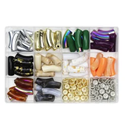 Panduro Jewellery Curved bamboo beads classic 60 tubpärlor 35x10 mm och 100 spacers Ø:10mm