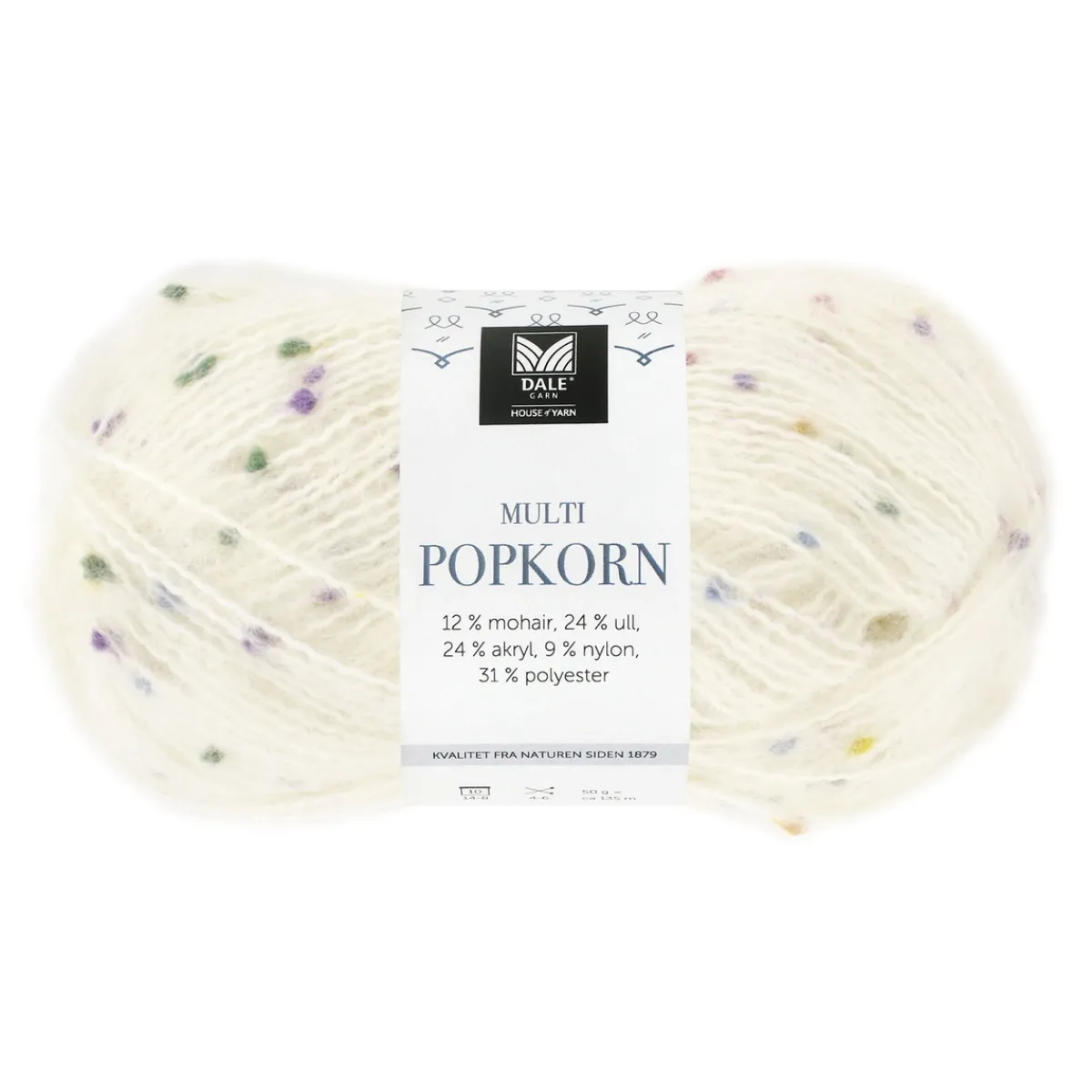 House of Yarn Dale Multi Popkorn från , 50 g vit – mångsidigt effektgarn | Blandgarner