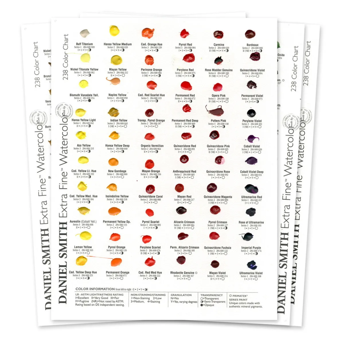 Daniel Smith prickkort – Watercolor Dot Card 238 – 4 ark med 238 kulörer att prova på | Akvarell- & Vattenfärger