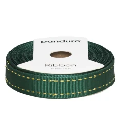 Panduro Hobby Dekorband grön med dubbel guldsöm, 6 m långt och 12 mm brett