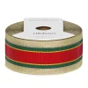 Panduro Hobby Dekorband i guld-, grön- & rödrandigt mönster 8 m långt 25 mm brett | Polyester