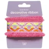 Panduro Hobby Dekorband med härligt rosa fluffiga fransar 1 m långt, 45 mm brett | Polyester