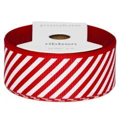 Panduro Hobby Dekorband med röd- & vitrandigt polkarandigt mönster 8 m långt 25 mm brett | Polyester