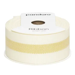 Panduro Hobby Dekorband offwhite med bred guldsöm, 8 m långt och 25 mm brett