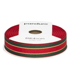 Panduro Hobby Dekorband röd-grönt med dubbel guldsöm, 8 m långt och 12 mm brett | Polyester