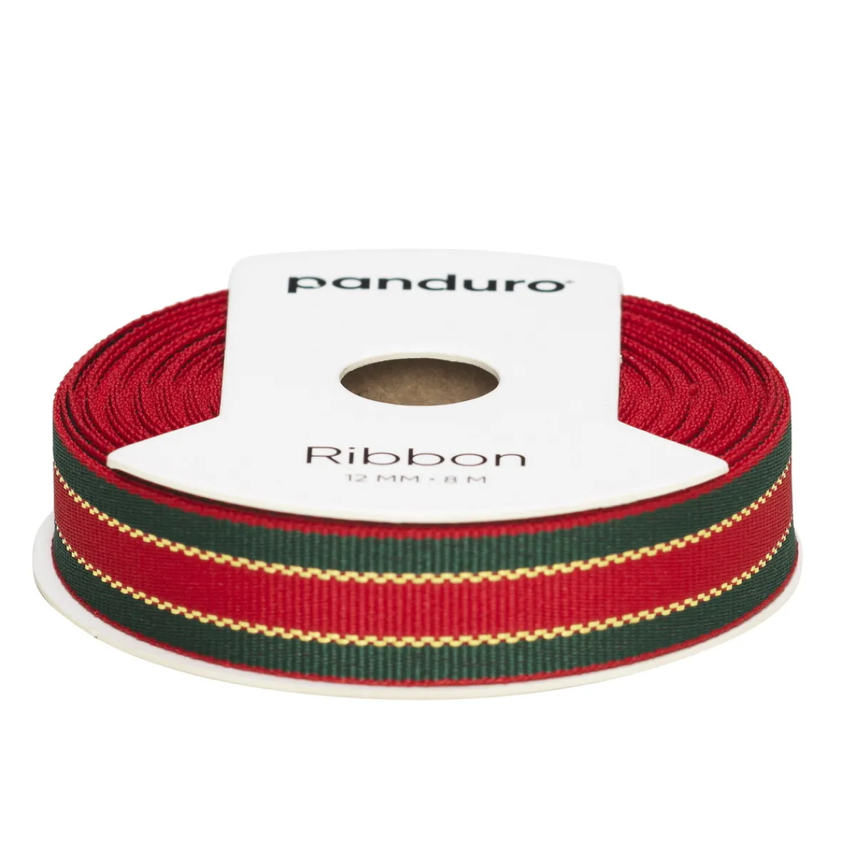 Panduro Hobby Dekorband röd-grönt med dubbel guldsöm, 8 m långt och 12 mm brett | Polyester