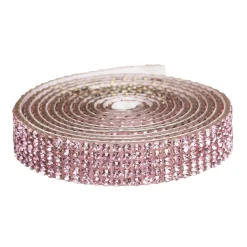 Panduro Hobby Dekorband självhäftande med strasstenar 1 meter×10 mm rosa | Dekorstenar