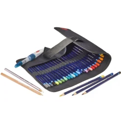 Derwent pennfodral av svart canvas för 24 pennor. 9×21×2 cm (hopvikt) | Pennskrin & Pennfodral