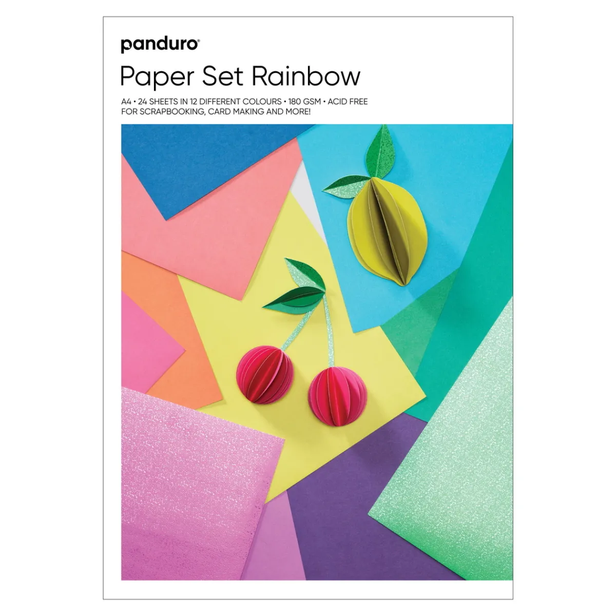 Panduro Hobby Designblock Rainbow A4, 24 ark, varav 4 med metallictryck, 180 g/m² | Designblock