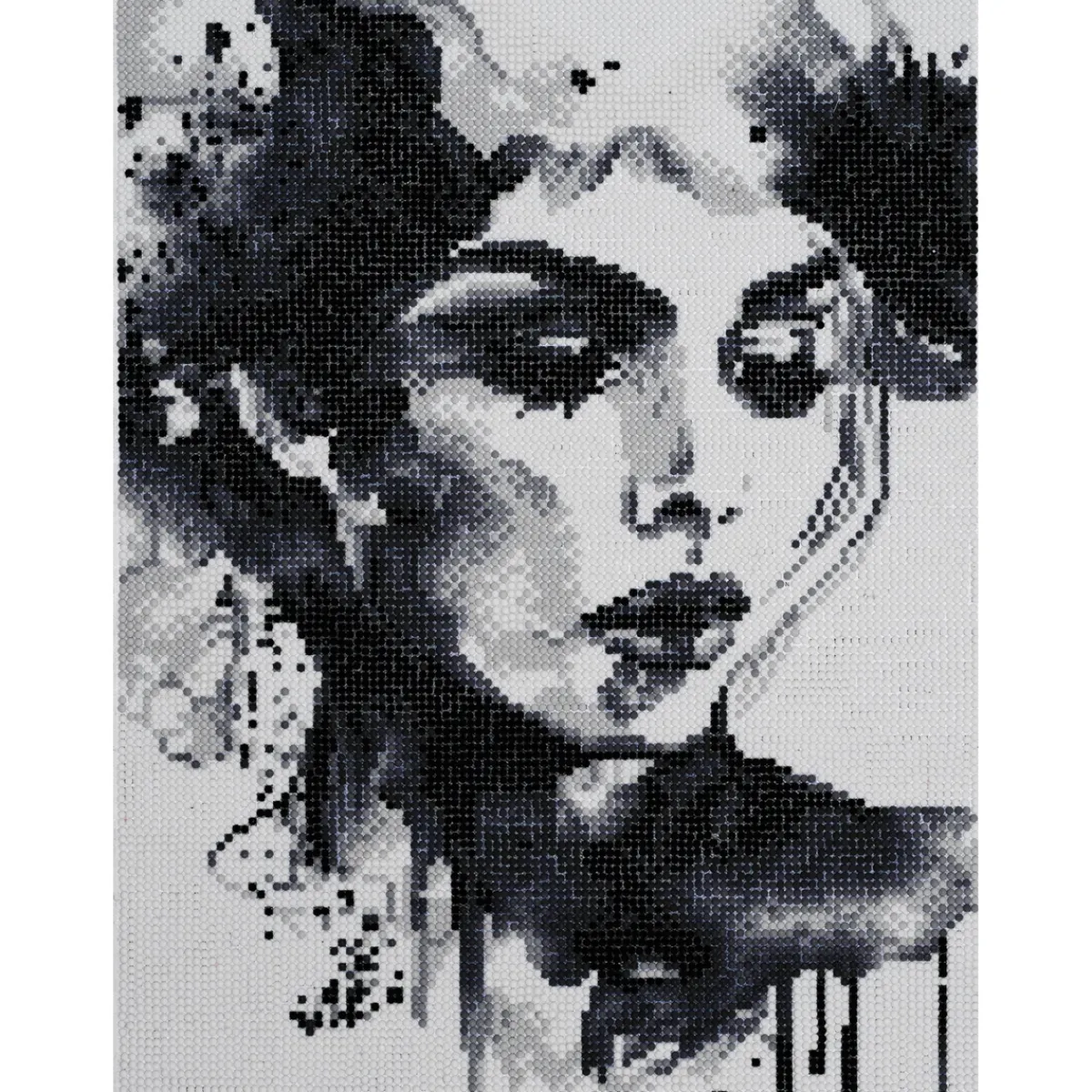 Panduro Hobby Diamond painting ansikte i svart & vit akvarellstil 30×40 cm | Diamond Painting