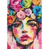 Panduro Hobby Diamond Painting ansikte med blommor, 40×60 cm väv + pärlor, silikon & pincett