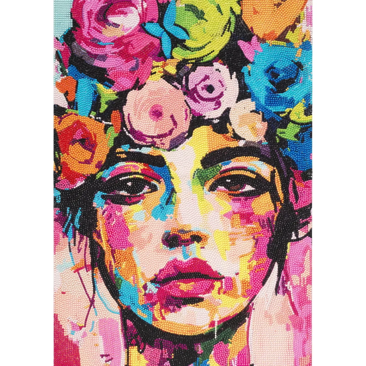 Panduro Hobby Diamond Painting ansikte med blommor, 40×60 cm väv + pärlor, silikon & pincett