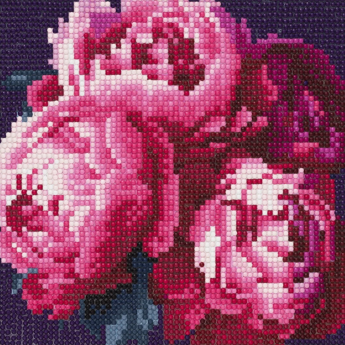 Panduro Hobby Diamond painting – 20×20 cm stort motiv med en vacker bukett rosa pioner