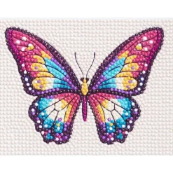 Panduro Hobby Diamond Painting färgglad fjäril, 16×12 cm väv + pärlor, silikon & pincett