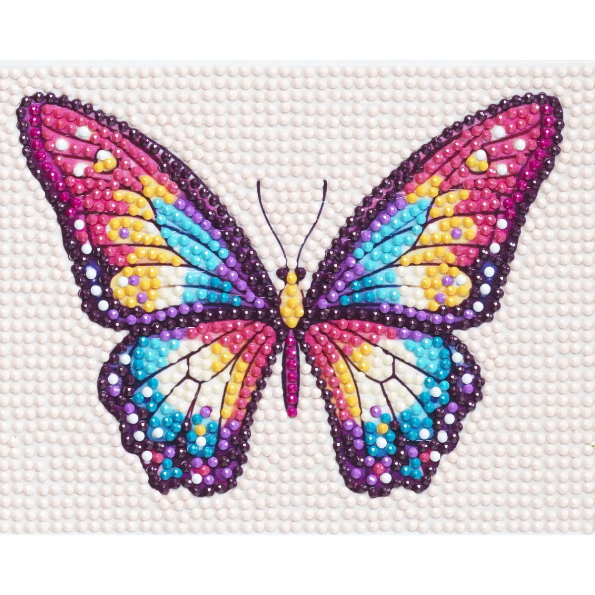 Panduro Hobby Diamond Painting färgglad fjäril, 16×12 cm väv + pärlor, silikon & pincett