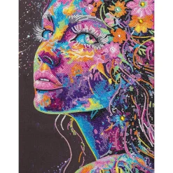 Panduro Hobby Diamond Painting kvinnoansikte, 30×40 cm väv + pärlor, silikon & pincett | Diamond Painting