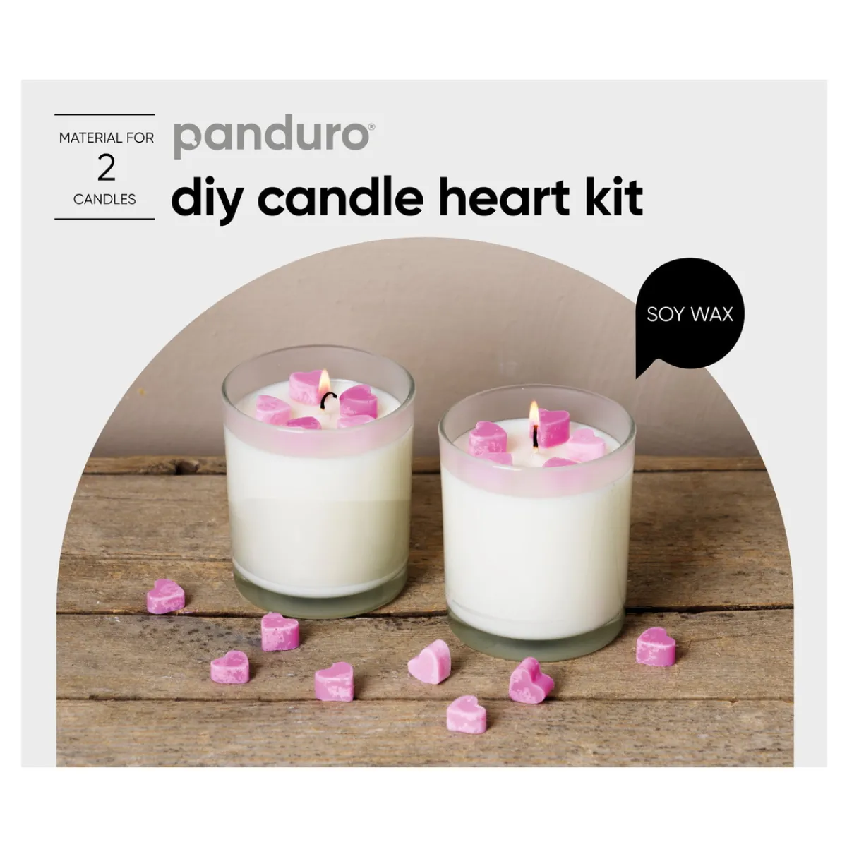 Panduro Hobby Diy-kit candle heart – gjut 2 vackra ljus av sojavax med små hjärtan | Materialsatser Ljus