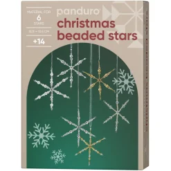 Panduro Hobby DIY-kit Christmas Beaded Stars – skapa 6 pärlglänsande julstjärnor à Ø10,5 cm