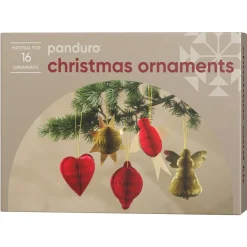 Panduro Hobby DIY-kit Christmas Ornaments, pyssla 16 julgranspynt med dragspelspapper
