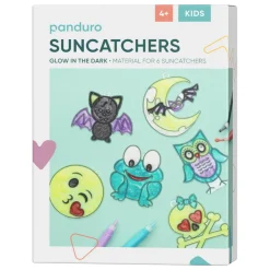 Panduro Hobby DIY-kit Glow In The Dark Suncatchers, måla självlysande solfångare med fönsterfärg | Barn Fönsterfärg