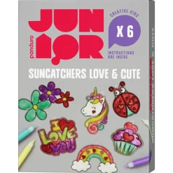 Panduro Hobby DIY-Kit Love Suncatchers, måla 6 kärleksfulla solfångare | Barn Fönsterfärg