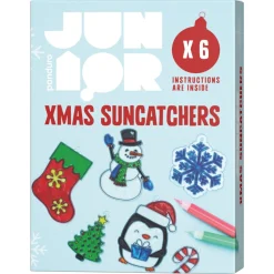 Panduro Hobby DIY-Kit Xmas Suncatchers, solfångare med jul-tema, 6 st. motiv och 7 färger | Barn Jul