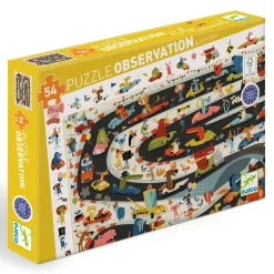 Barn Djeco pussel Car Rally, barnpussel med rallybilar, 54 bitar, 61×38 cm