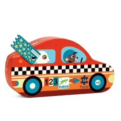 Barn Djeco pussel – the racing car – 16 bitar, 25x25 cm