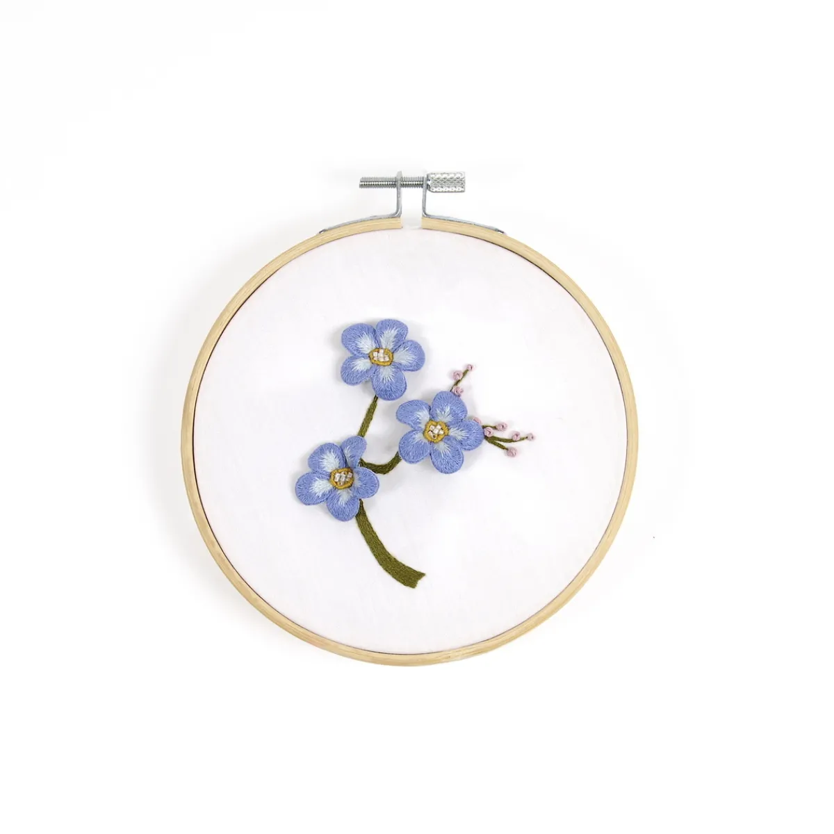 DMC Broderikit Forget Me Not – allt för att brodera en förgätmigej med 3D-effekt, Ø12,5 cm | Broderikit