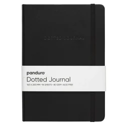Panduro Hobby Dotted Journal 140×200 mm, svart omslag av fuskläder, 96 prickiga ark, 80 g/m² | Notebooks