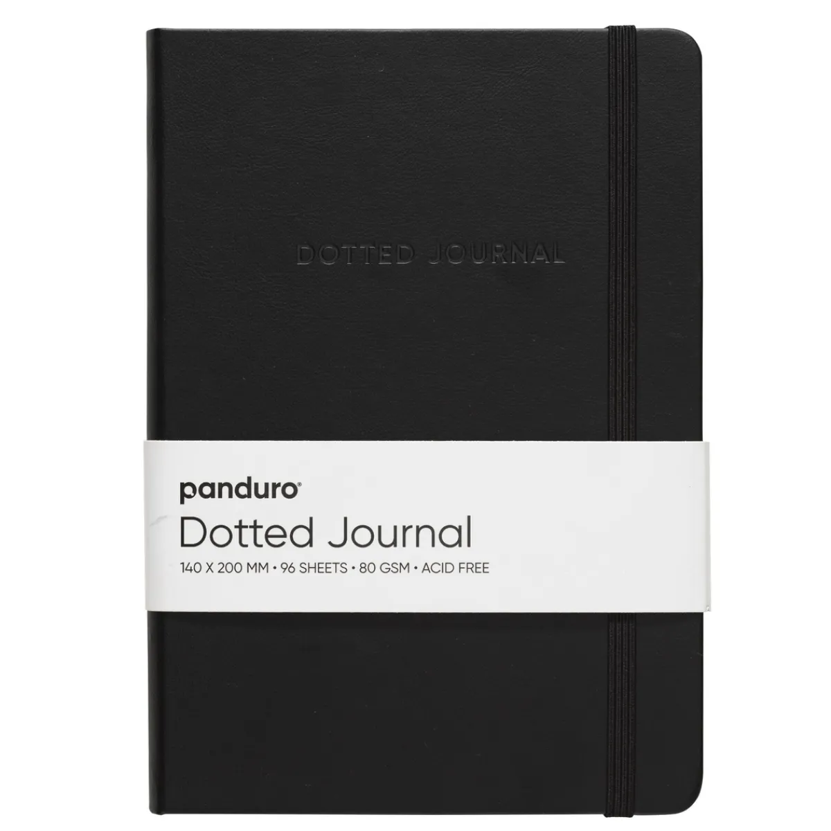 Panduro Hobby Dotted Journal 140×200 mm, svart omslag av fuskläder, 96 prickiga ark, 80 g/m² | Notebooks