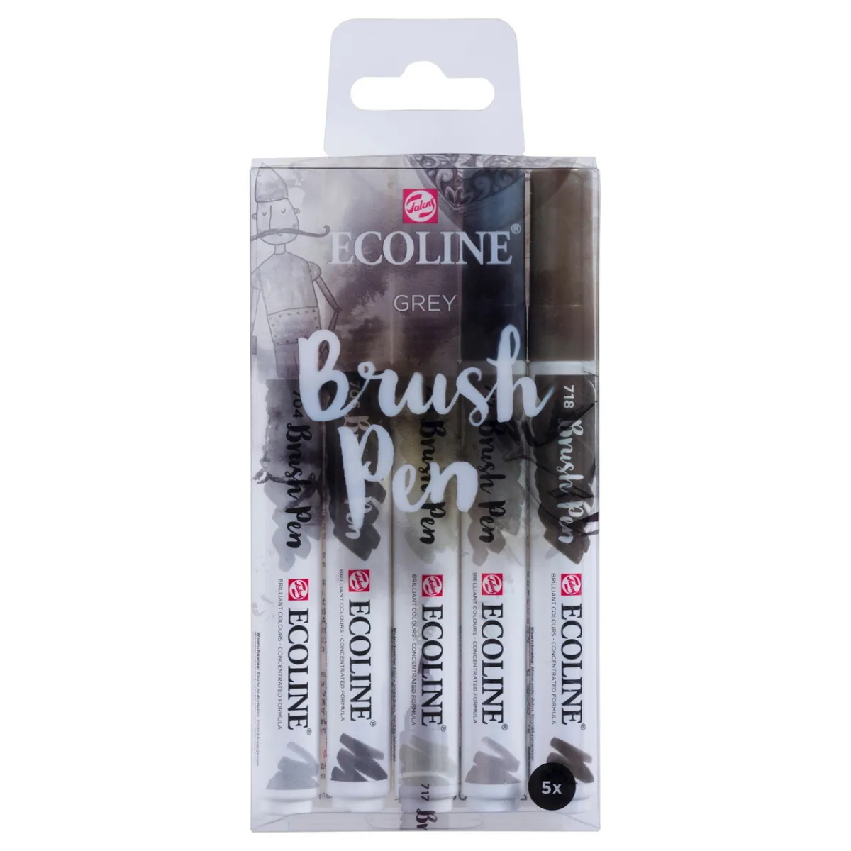 Ecoline Brush Pen Set - Grey 5-pack | Tuschpennor & Markers