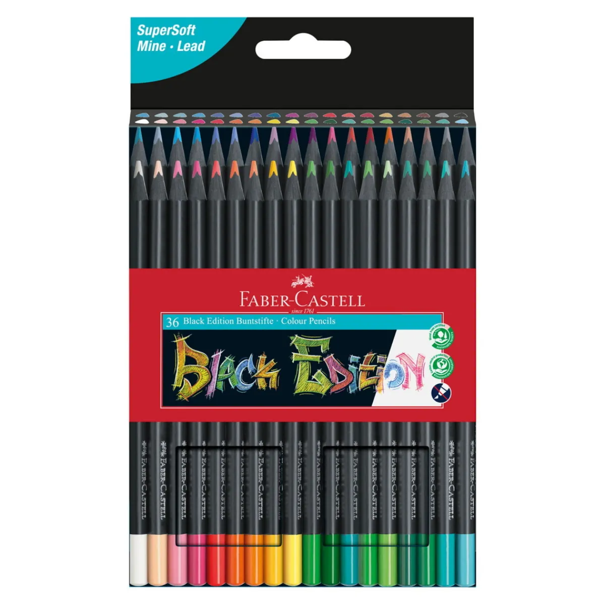Faber-Castell Black Edition vaxbaserade färgpennor 36-pack | Färgpennor