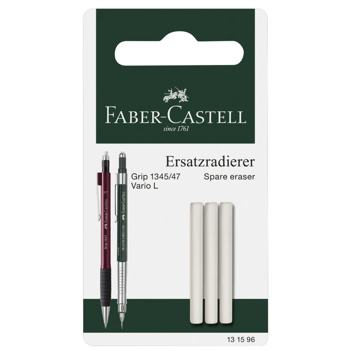 Faber-Castell 3-pack suddgummi radergummi refill till Grip 1345 / 1347 / Vario / Executive | Suddgummi