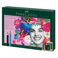 Faber-Castell Polychromos & Pitt Graphite Set, 32 färgpennor + 6 grafitpennor | Färgpennor