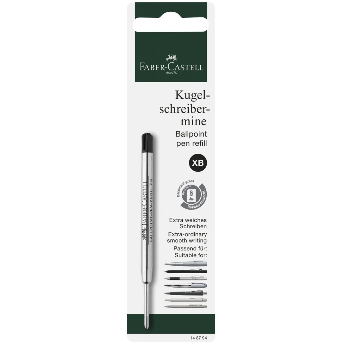 Faber-Castell refill till kulspetspennor XB, svart bläck