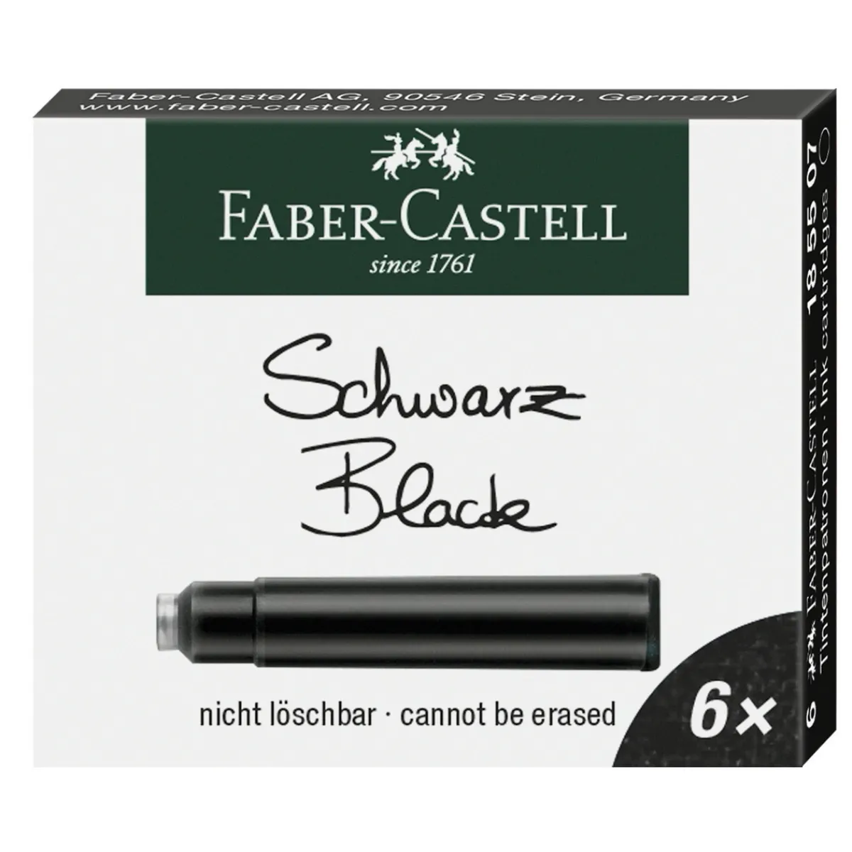 Faber-Castell refill till reservoarpennor, 6-pack, svart bläck