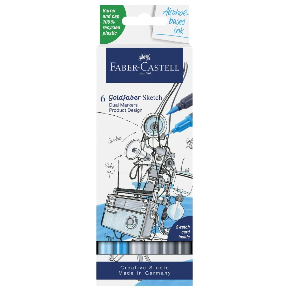 Faber-Castell Sketch Marker Product Design, 6 tuschpennor med dubbelspets | Tuschpennor & Markers