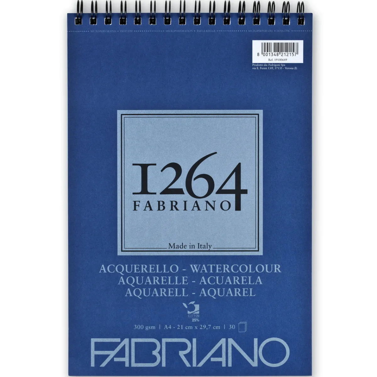 Fabriano akvarellblock F-1264 A4 (210×297 mm), 30 ark, 300 grams ytvikt. | Akvarellblock