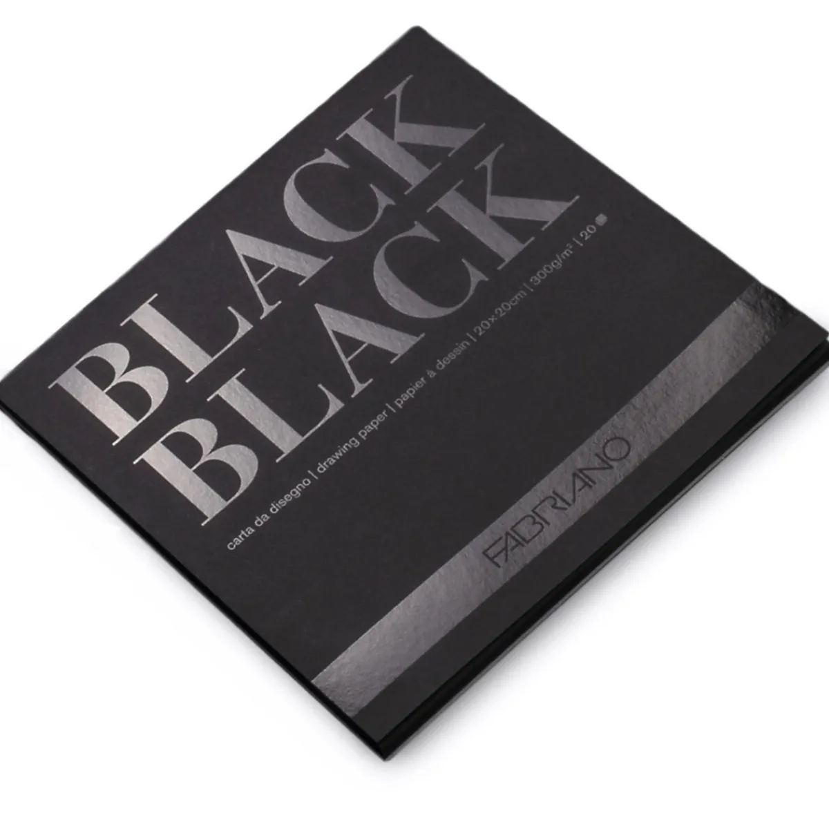 Fabriano ritblock med svarta ark 20x20 cm, 20 ark, 300 grams ytvikt | Block