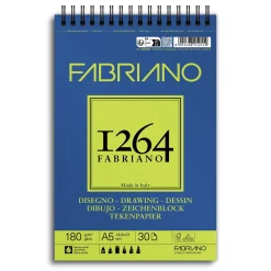 Fabriano ritblock, spiralbundet, F-1264 A5 (148×210 mm), 50 ark, 180 g/m² | Block