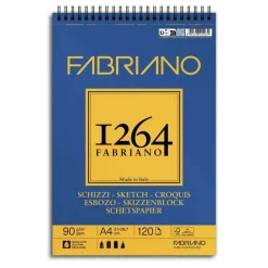 Fabriano spiralbundet skissblock F-1264 A4 (210×297 mm), 120 ark, 90 g/m² | Block
