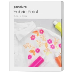Panduro Fabric Paint Fabric paint 3×80 ml – 3 neonfärgade textilfärger med UV-effekt för både ljust och mörkt tyg